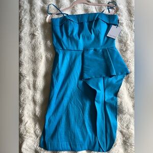 Calvin Klein Turquoise Peplum Spaghetti Strap Dress
